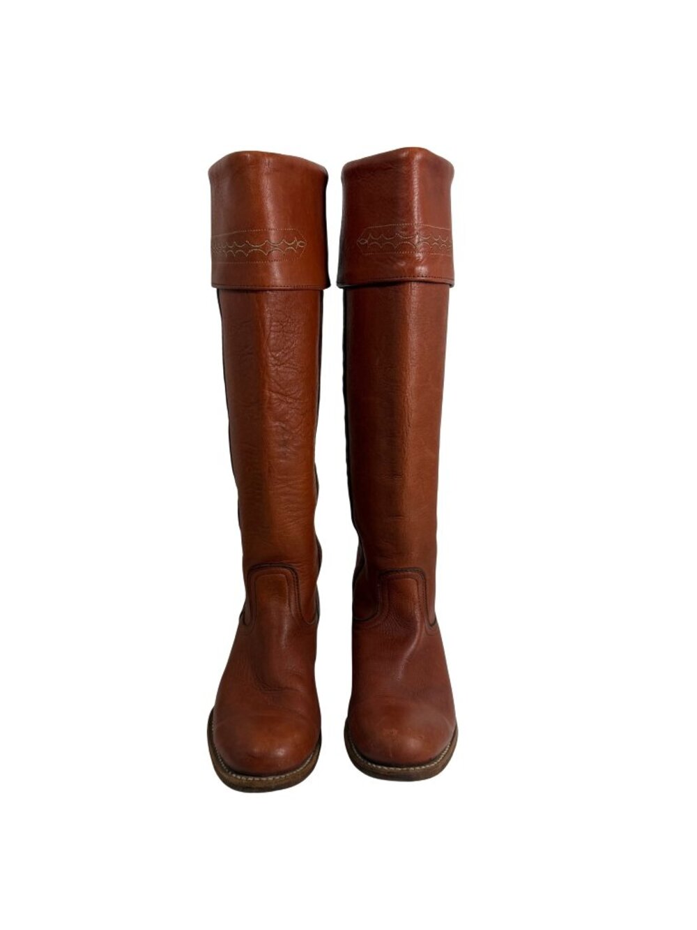 Vintage FRYE Cognac Leather Boots Tall Knee High Leather Campus Boots USA 7B